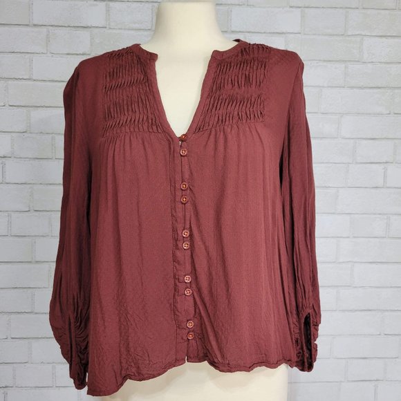 Anthropologie Tops - Anthropologie | Maeve Pintuck Peasant Boho Blouse